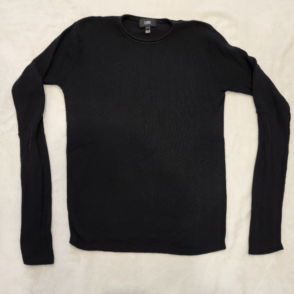 LINE The Label Ribbed Long Sleeve Sweater Black Size XS